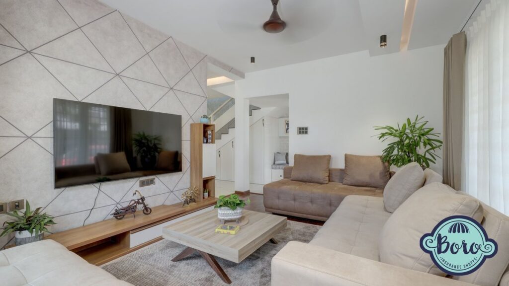 Furnished apartment living room representing renters insurance in Pennsylvania, with The Boro Insurance Shoppe logo