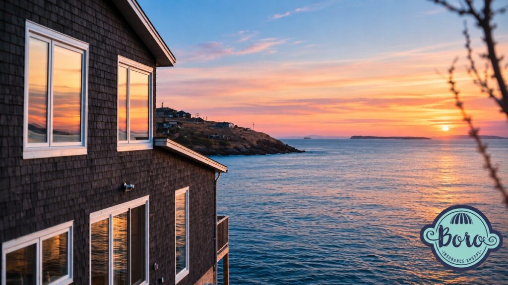 Waterfront vacation home at sunset, representing second home and vacation rental insurance